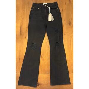 Daze Denim Go-Getter High Rise Flare Black Distressed Jeans NWT Size 27